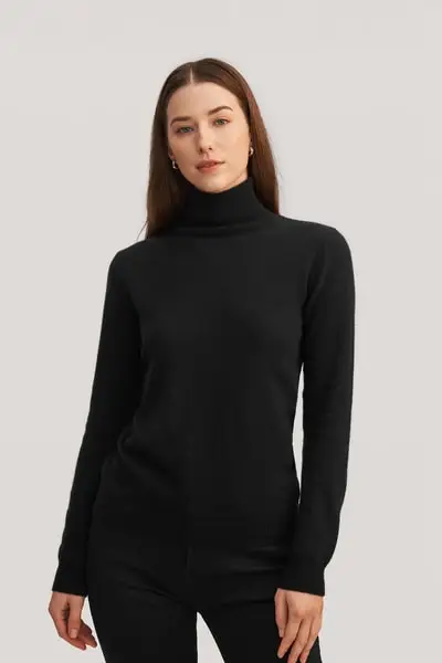 in stock Maglione dolcevita in puro cashmere per donna EURNero