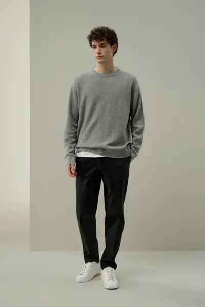 in stock Maglione Girocollo per Uomo in Lana-Cashmere Resistente EURNebbioso