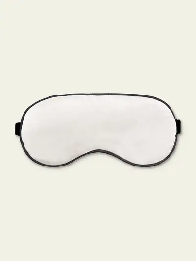 in stock Mascherina da Dormire di Seta con Nera Passamaneria in LilySilk EURBianco Naturale