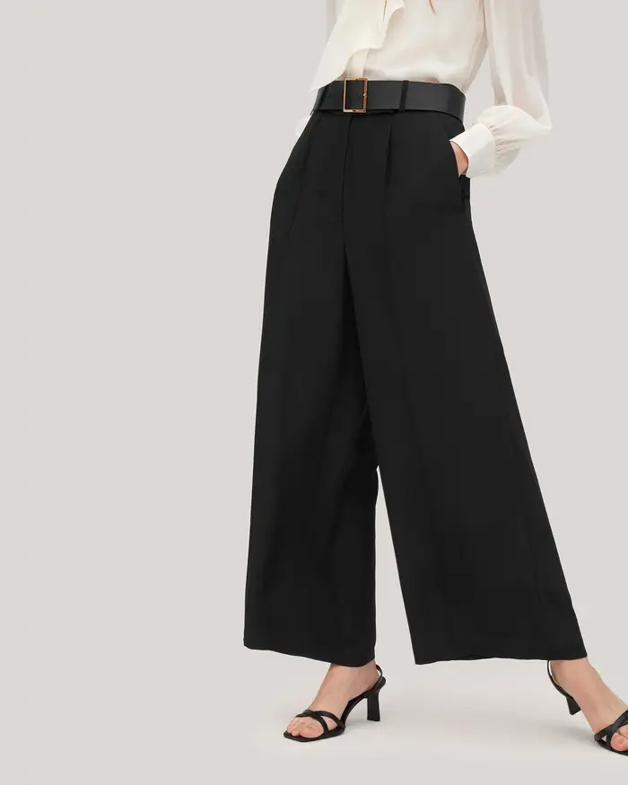 in stock Pantalone Iris Di Seta Crepe Pesante EURNero