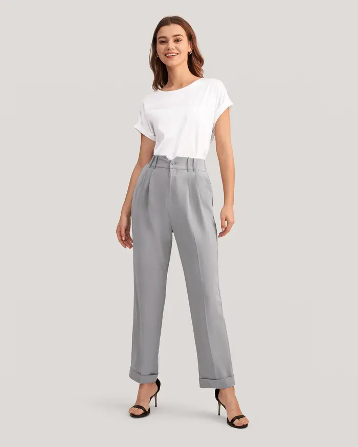 Pantaloni di seta affusolati nascosti da donna EURGrigio Classe