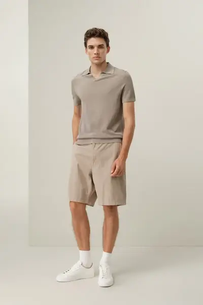 in stock Polo a Maglia Seta-Cotone di Lusso | Camicia Regular-Fit Traspirante Uomo EUREarl Grey