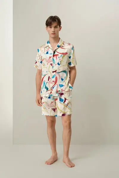 in stock Set Pigiama Uomo Sagittario a Maniche Corte in Seta - Abbigliamento da Casa Stiloso e Comodo EURSagittario