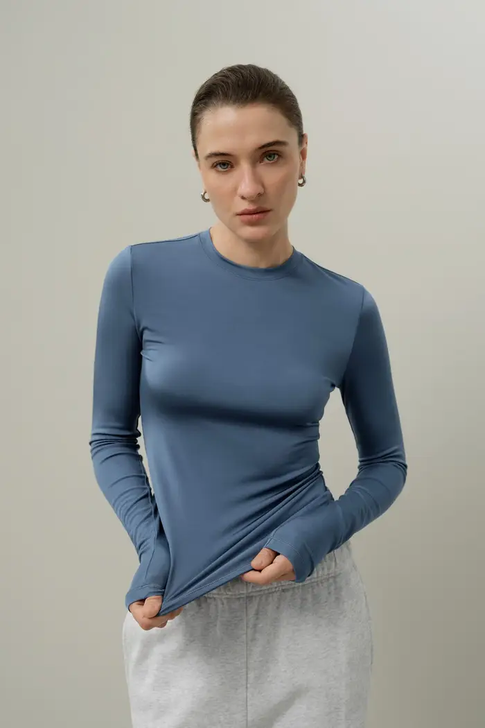 Top a maniche lunghe in jersey Silk Breeze EURBlu Polvere