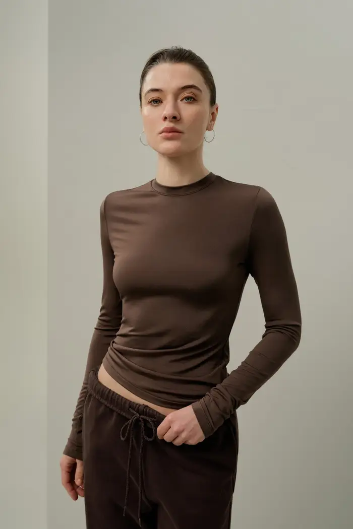 Top a maniche lunghe in jersey Silk Breeze EURChicco di Caffè