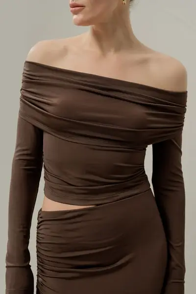 Top a Spalle Scoperte Silk Breeze per Donna EURChicco di Caffè