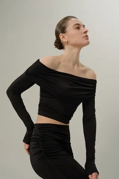 Top a Spalle Scoperte Silk Breeze per Donna EURNero