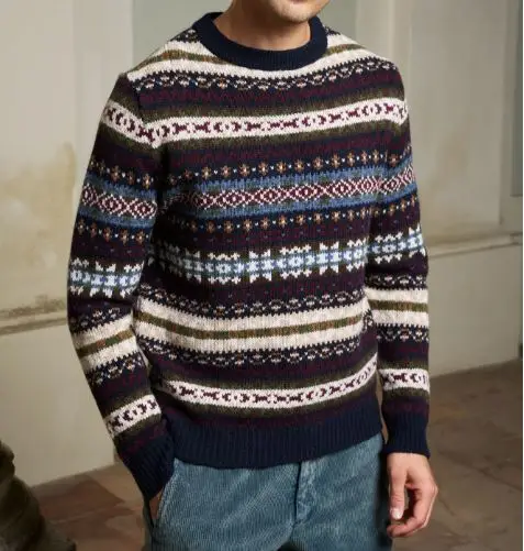 IN THE BOX Maglia Girocollo Jacquard Multicolor Blu