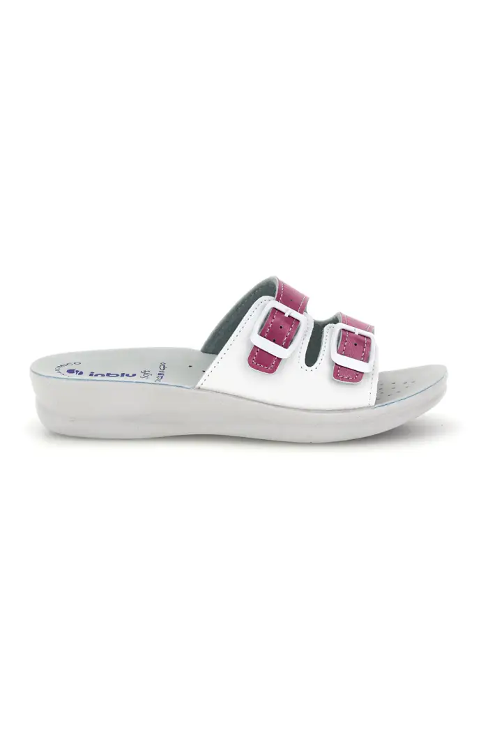Ciabatte bianche e fucsia con doppia fibbia Inblu 62 VR [FUXIA]