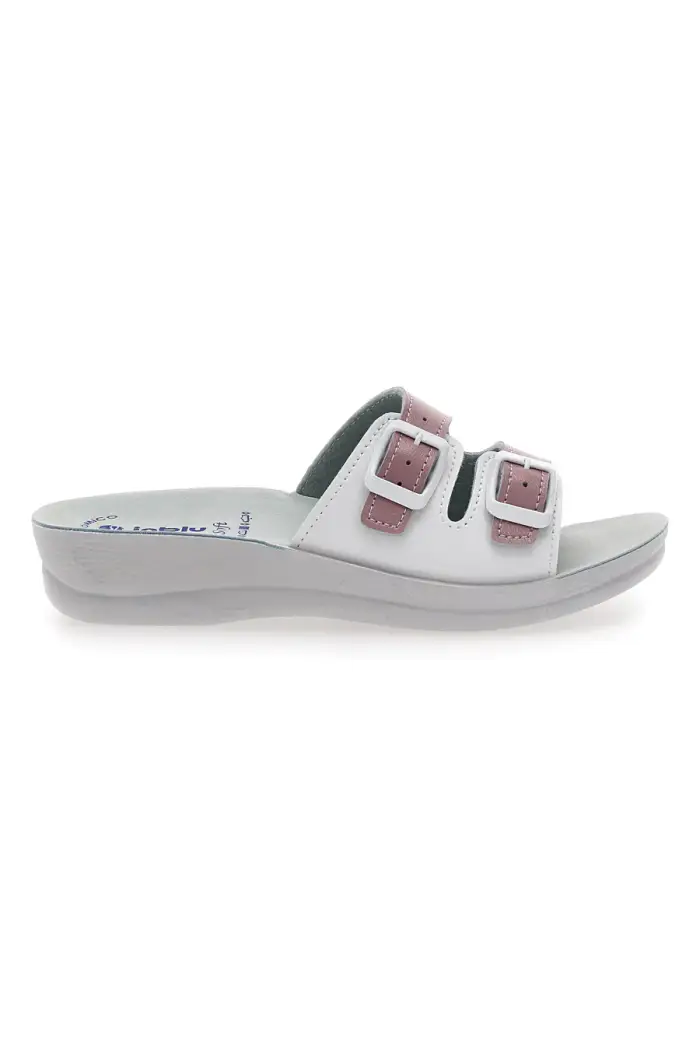 Ciabatte Fuxia e Bianche con Sottopiede in Pelle INBLU 62 VR [FUXIA]