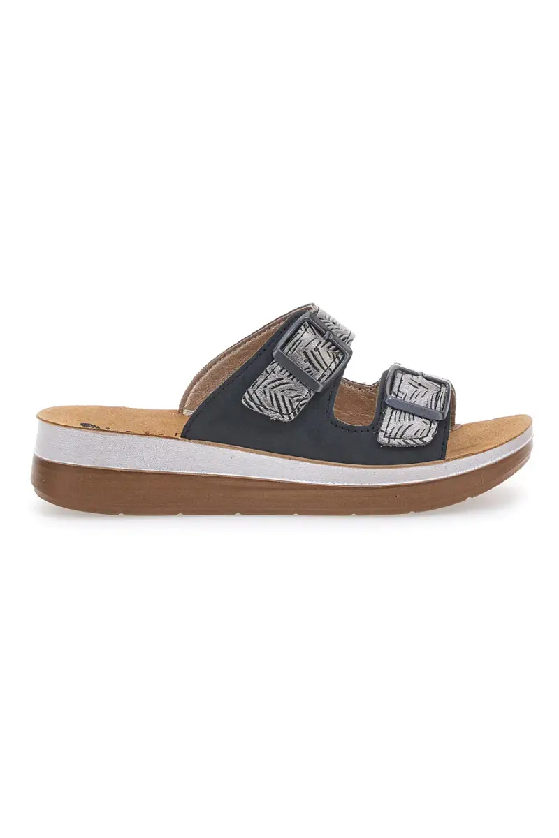 INBLU Ciabatte nere con fantasia e doppia fibbia 190 TF [NERO]