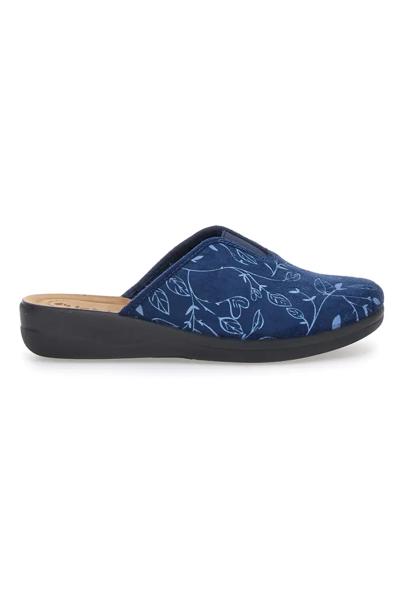 INBLU Pantofola blu con fantasia floreale e sottopiede anatomico 49CF [BLUE]