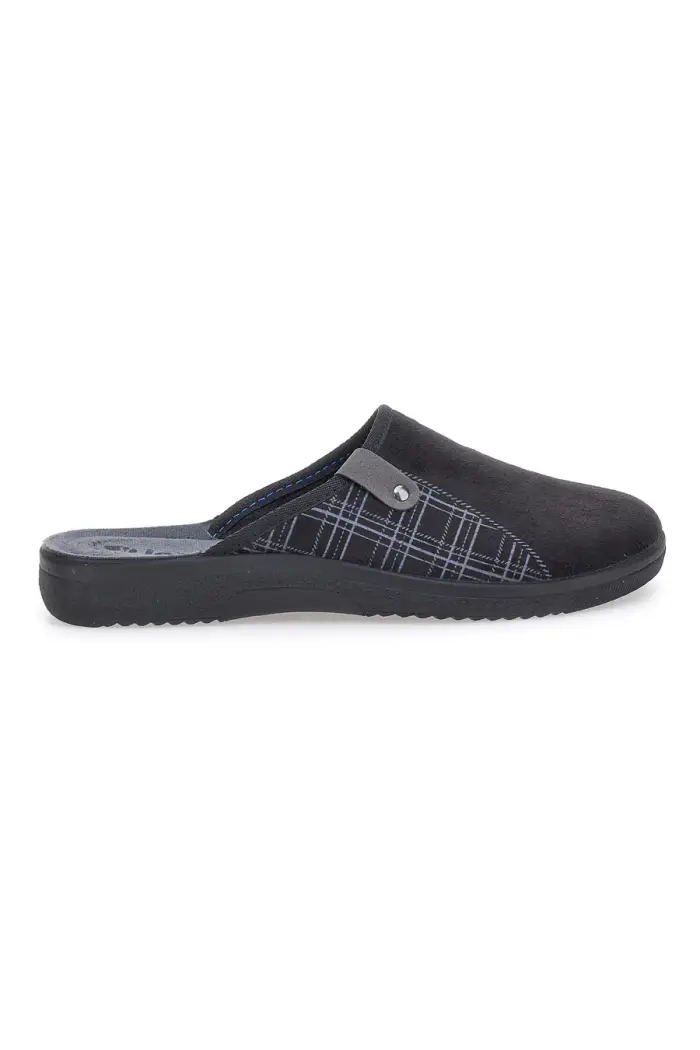 Pantofole nere con inserti a quadri e plantare anatomico Inblu 17 DG [NERO]