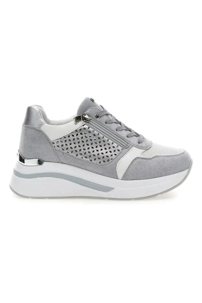 Sneakers grigie traforate con zip e zeppa Inblu 481IN [GRIGIO]