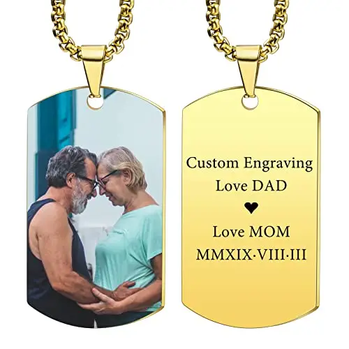 INBLUE Collana con Ciondolo Personalizzato Etichetta per Cani Data/Testo/Foto Collana in Acciaio Inossidabile per Uomo