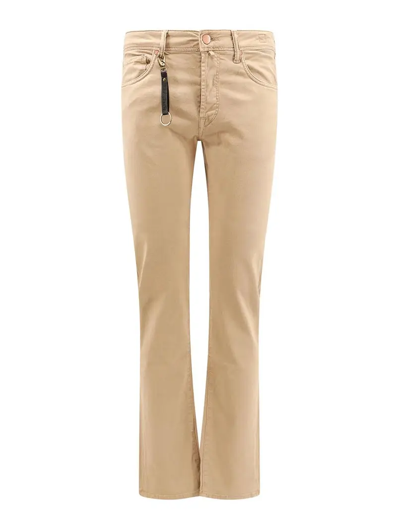 Incotex Pantaloni in cotone stretch con logo Beige