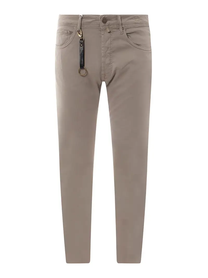 Incotex Pantaloni in cotone stretch con logo Grigio
