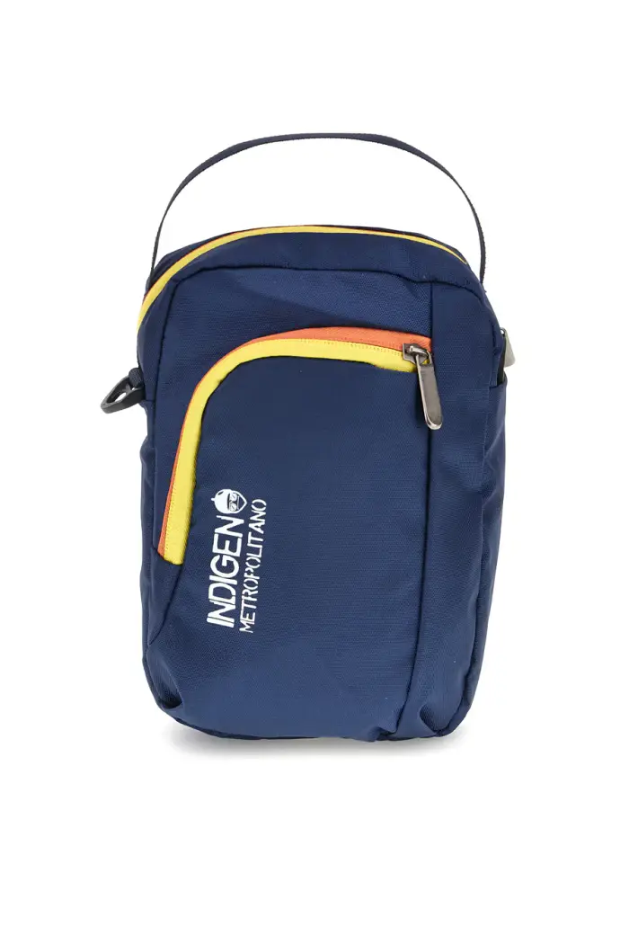 Borsello blu con dettagli arancioni e gialli Indigeno metropolitano PITTSHU002-B [NAVY]