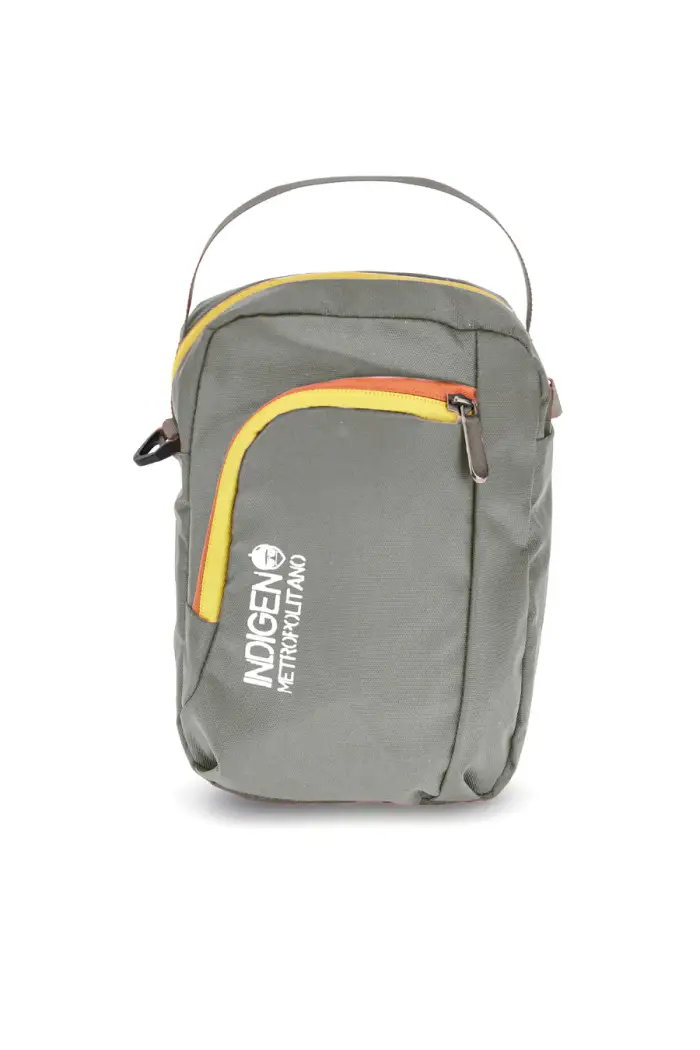 Borsello grigio con dettagli arancioni e gialli Indigeno metropolitano PITTSHU002-A [GRIGIO]