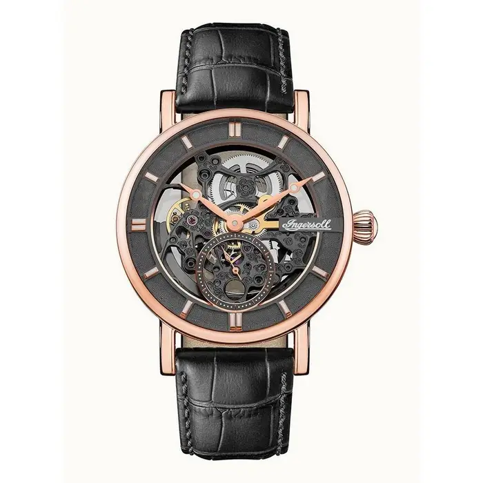 Orologio da uomo Ingersoll The Herald con cinturino in pelle nero quadrante scheletrato automatico I00403B