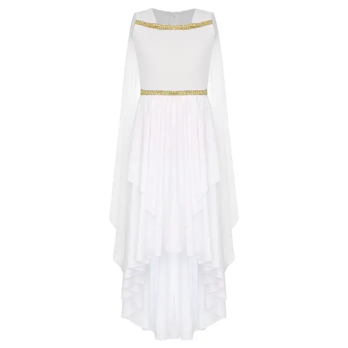 inhzoy Costume Halloween Toga Greco Antico da Ragazza Senza Maniche Scialle Patchwork Abito Fluido Antica Roma Egitto Principessa