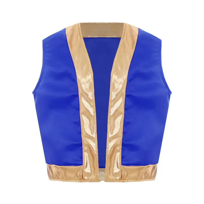 inhzoy Gilet senza bottoni da bambino/bambina, gilet senza maniche da bambino in stile arabo, costume da festa 7-8 Years colore blu royal