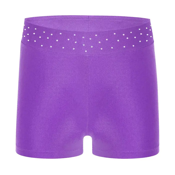 inhzoy Pantaloncini da Bambina Paillettati con Elastico in Vita e Strass Lucenti Abbigliamento Sportivo per Allenamento e Palco violetto