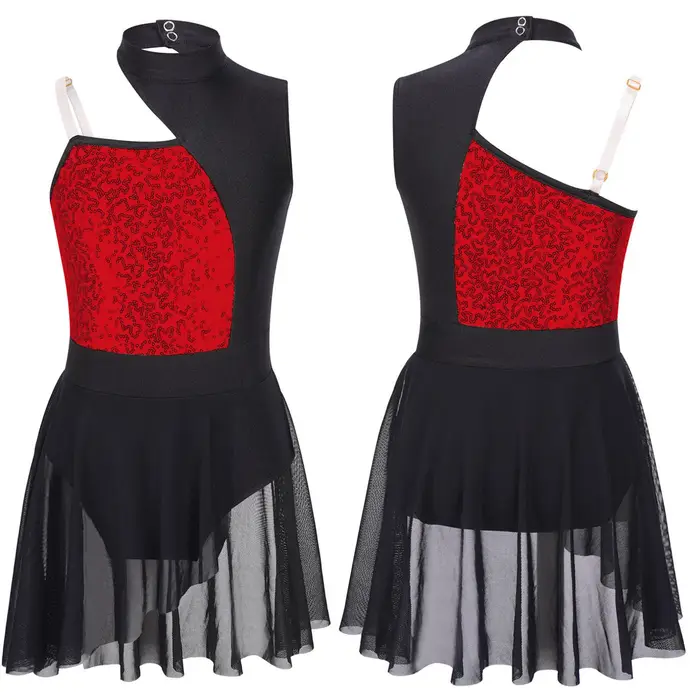 inlzdz Body da balletto per bambina, costume da danza contemporanea, abbigliamento da ballo, moderno, jazz, latino, lirico 5-6 Years rosso