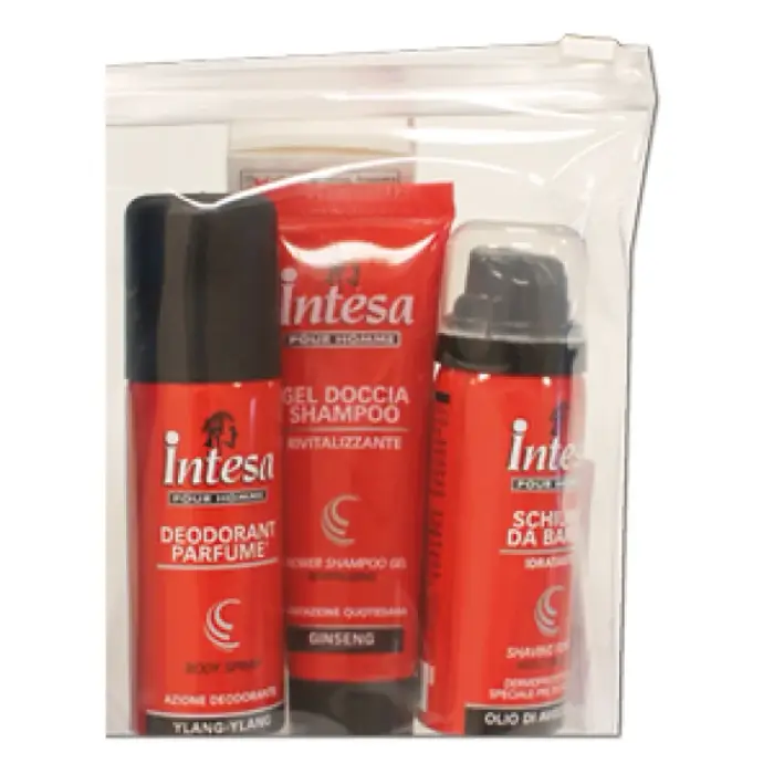 Intesa Set da viaggio deodorante, schiuma da barba e gel doccia shampoo, 3 pz