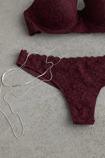 Intimissimi Brasiliana in Pizzo e Microfibra Donna Bordeaux