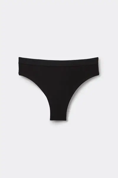 Intimissimi Brasiliana Vita Alta in Cotone Donna Nero