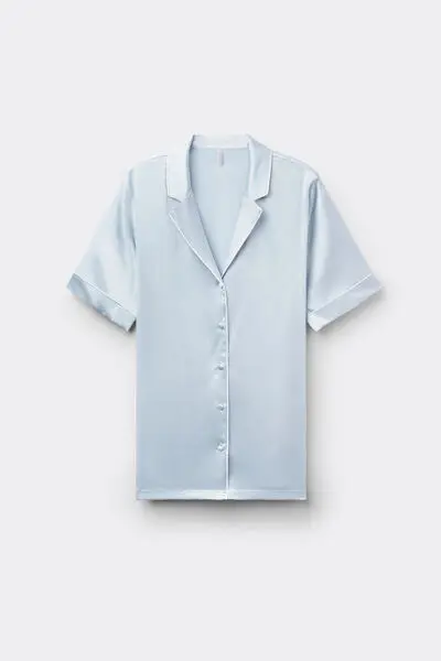 Intimissimi Camicia Maniche Corte in Seta Taglio Uomo Donna Azzurro