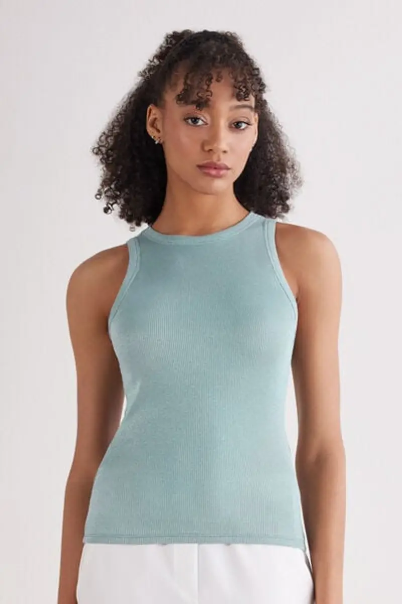 Intimissimi Canotta a Costine in Cotone Lamè Donna Verde