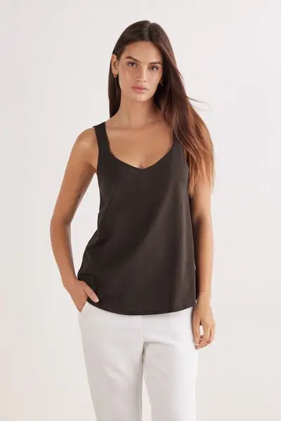Intimissimi Canotta in Cotone e Seta Piquet Donna Marrone
