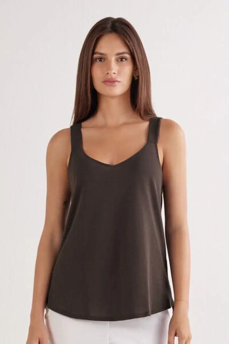 Intimissimi Canotta in Cotone e Seta Piquet Donna Marrone