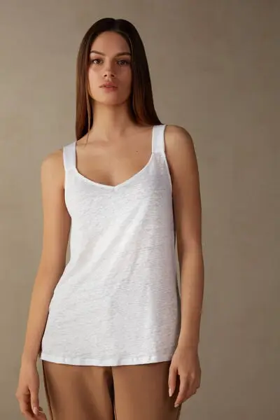 Intimissimi Canotta in Lino The Pure Linen Donna Bianco