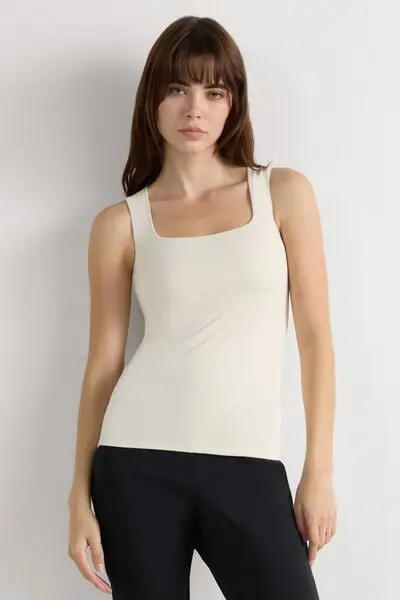 Canotta Spalla Larga in Fresh Bamboo Donna Naturale