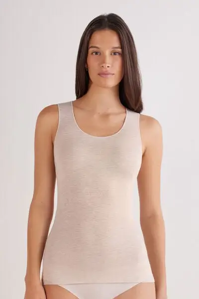 Intimissimi Canotta Spalla Larga in Modal Ultralight con Cashmere Donna Beige