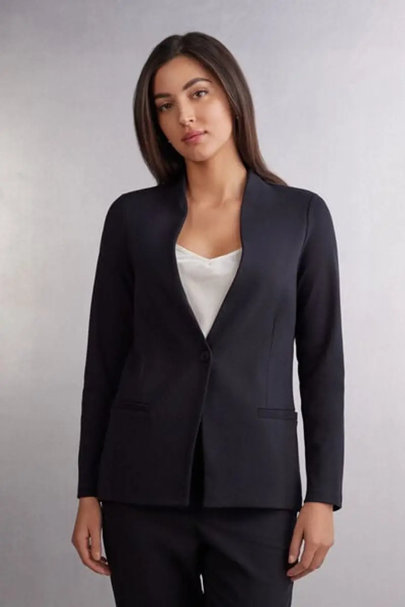 Intimissimi Giacca in Cotone Pesante con Bottone Donna Nero