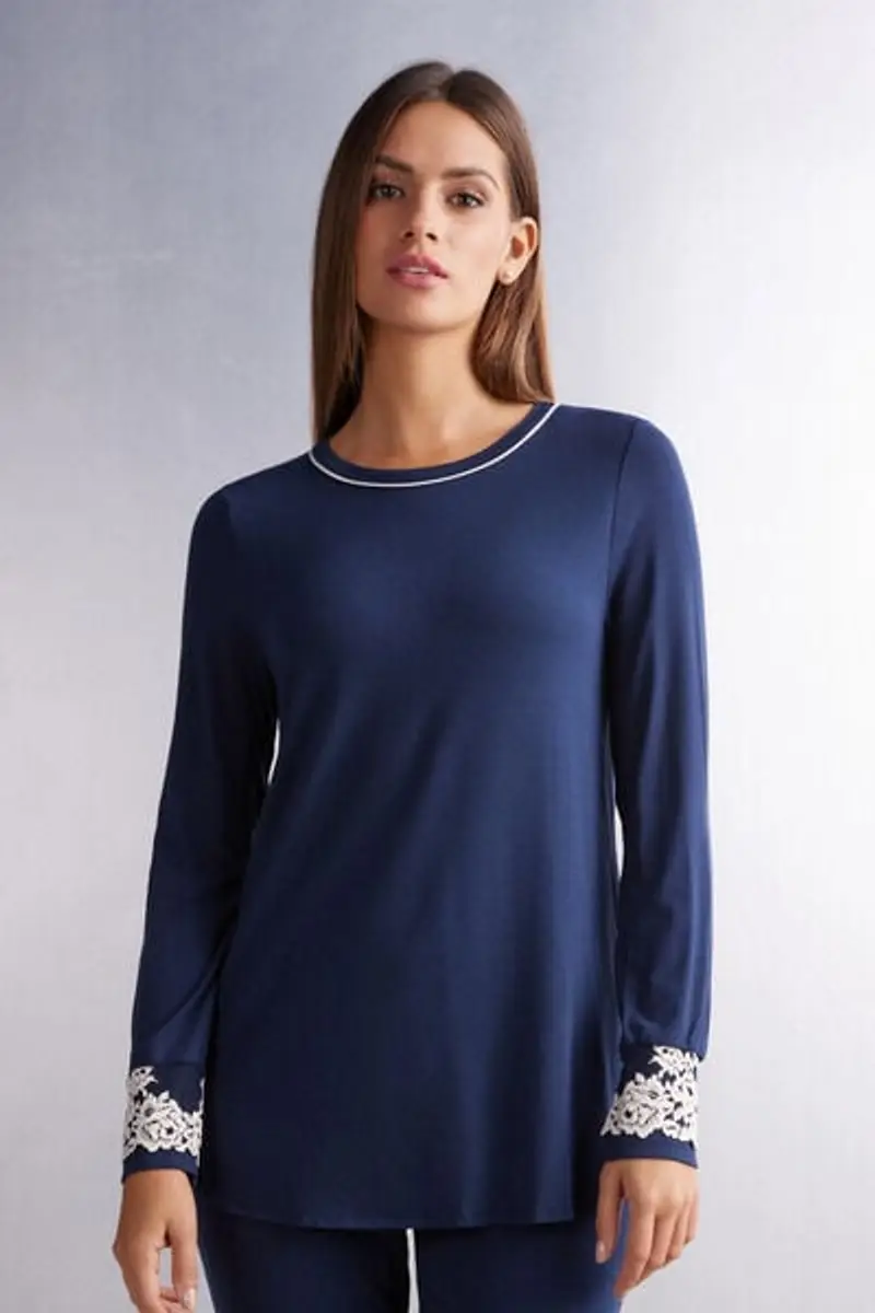 Intimissimi Maglia In Modal Pretty Flowers Donna Blu