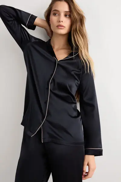 Intimissimi Giacca in Seta a Taglio Uomo Donna Nero