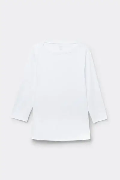 Intimissimi Maglia Manica 3/4 Scollo a Barchetta in Elevated Cotton Donna Bianco