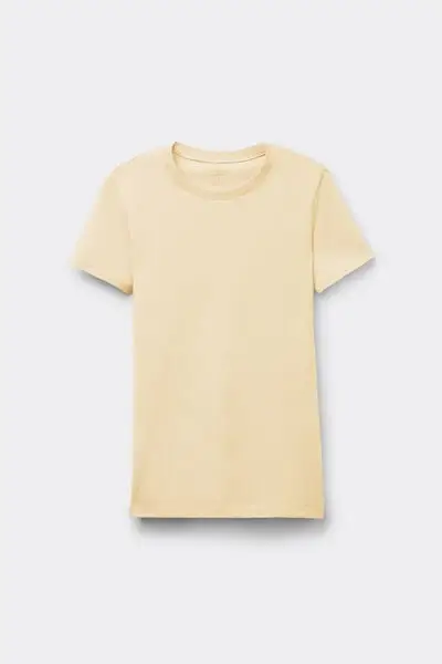 Maglia Manica Corta in Cotone Superior Elasticizzato Donna Giallo