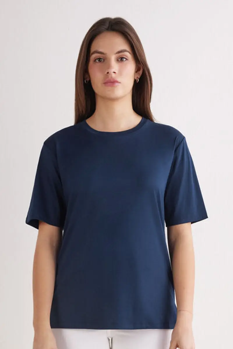 Intimissimi Maglia Manica Corta in Elevated Cotton Donna Blu