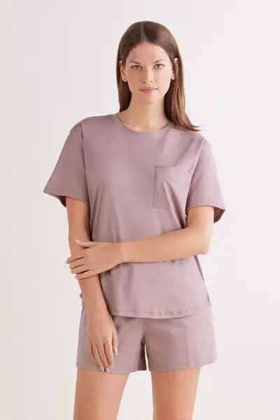 Intimissimi Maglia Manica Corta in Elevated Cotton Donna Viola