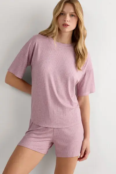 Intimissimi Maglia Manica Corta in Modal Chic Comfort Donna Rosa Scuro