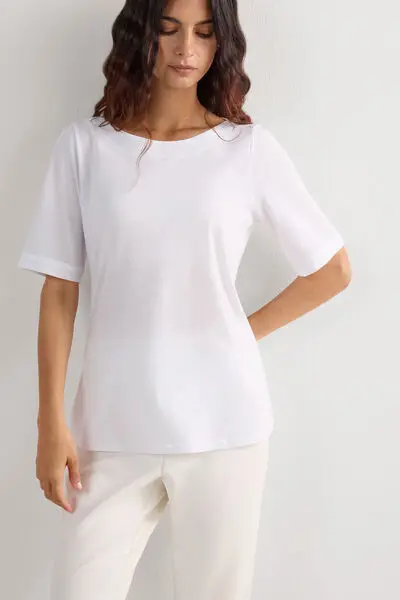 Intimissimi Maglia Manica Corta Scollo a Barchetta in Cotone Ultrafresh Donna Bianco