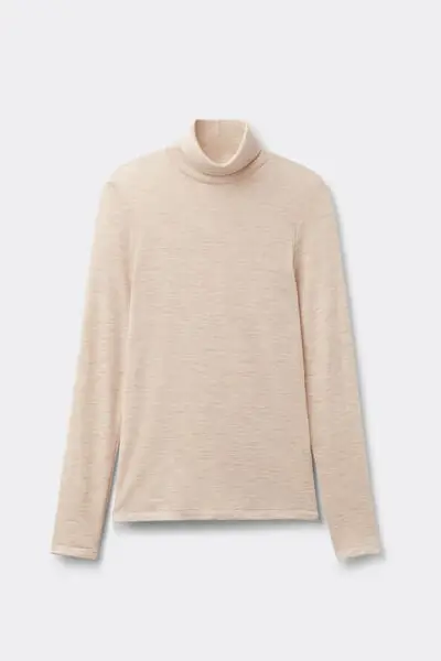 Intimissimi Maglia Manica Lunga Collo Alto 100% Lana Merino Donna Beige