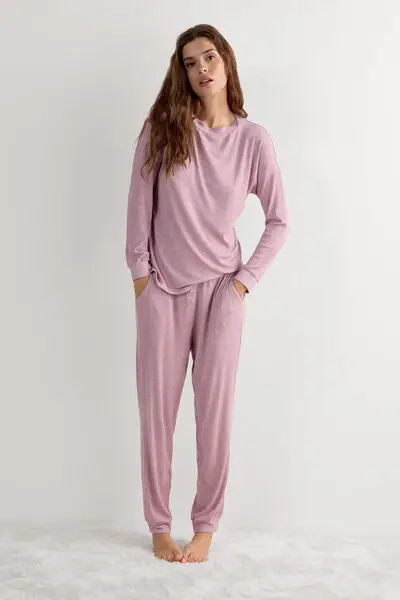 Maglia Manica Lunga con Scollo a Barchetta in Modal Chic Comfort Donna Rosa Scuro
