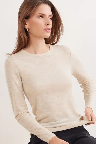 Intimissimi Maglia Manica Lunga Girocollo 100% Lana Merino Donna